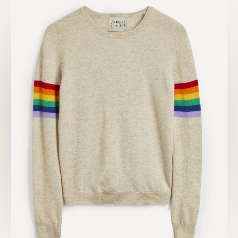Jumper 1234 Rainbow Arms 100% Cashmere sweater size large